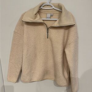 Elle Beige Fleece Zip-Up Sweater